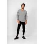 Pull Col V Enzo Gris Chine, 100% Cachemire, 4 Fils, Jersey, 332Gr - Homme - Perfect Cashmere - The Bradery