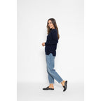 Pull Col V Kalie Marine, Jersey, 100% Cachemire, 2 Fils - Femme - Perfect Cashmere - The Bradery