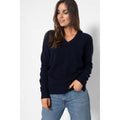 Pull Col V Kalie Marine, Jersey, 100% Cachemire, 2 Fils - Femme - Perfect Cashmere - The Bradery