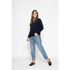 Pull Col V Kalie Marine, Jersey, 100% Cachemire, 2 Fils - Femme - Perfect Cashmere - The Bradery