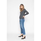 Pull Col V Shannon Gris Sombre, 100% Cachemire, 2 Fils, Jersey - Femme - Perfect Cashmere - The Bradery