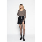 Pull Col V Shannon Taupe, 100% Cachemire, 2 Fils, Jersey - Femme - Perfect Cashmere - The Bradery
