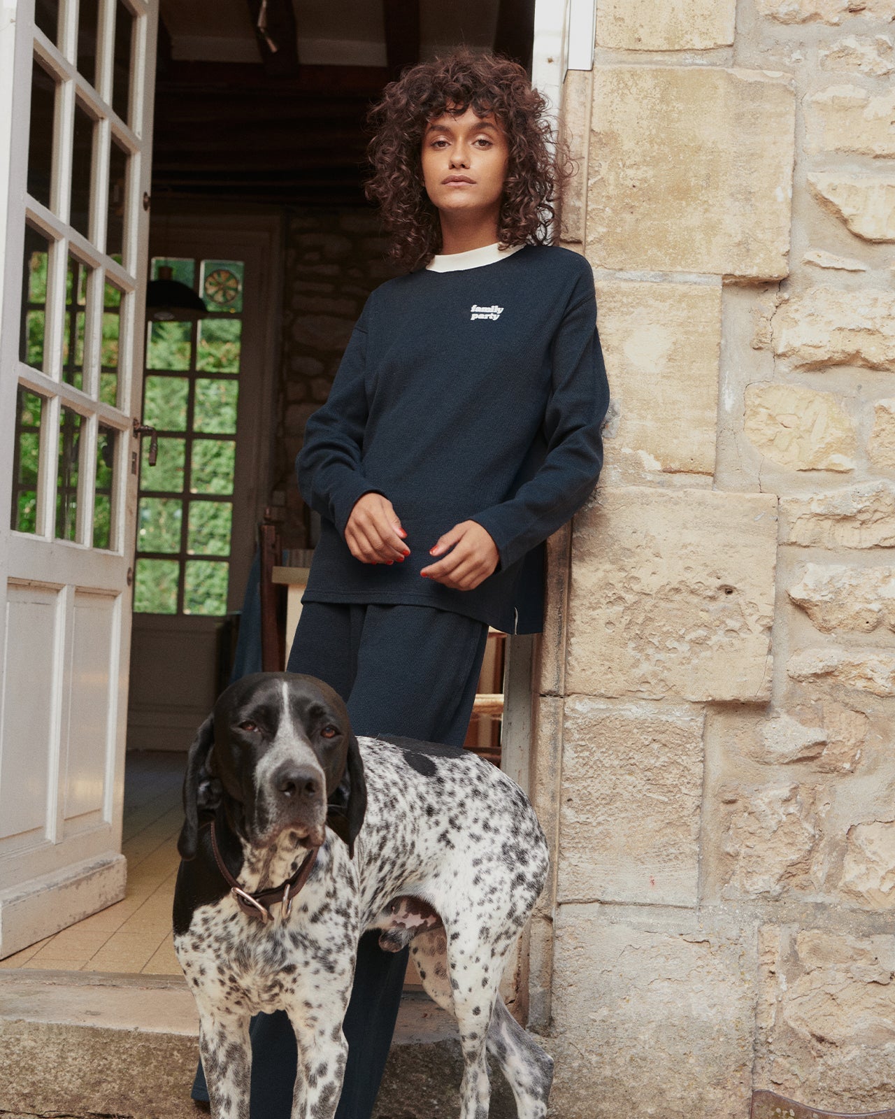 Le Bas De Pyjama Family Party Femme En Coton Bio Nid D'Abeille - Charbon