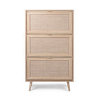 Rangement Chaussures 3 Portes L70 cm - Impression Rotin - Bali - Décor Bois