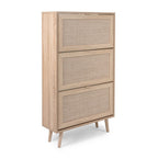 Rangement Chaussures 3 Portes L70 cm - Impression Rotin - Bali - Décor Bois