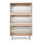 Rangement Chaussures 3 Portes L70 cm - Impression Rotin - Bali - Décor Bois