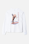 T-Shirt Long Sleeve Boyfriend Surfs Up - Optic White