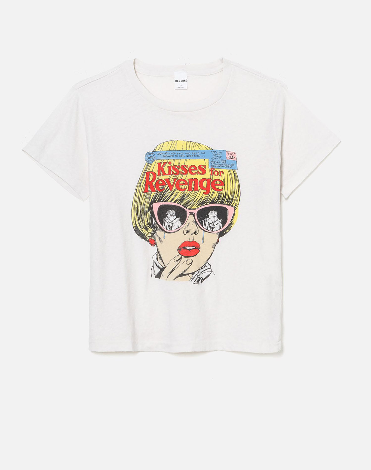 T-Shirt Tee Kisses For Revenge - Vintage White