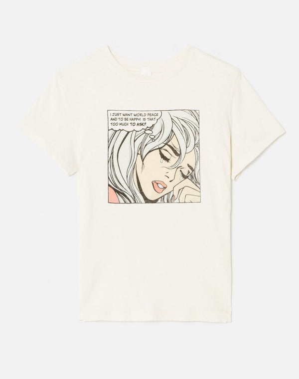 T-Shirt Classic Word Peace - Vintage White