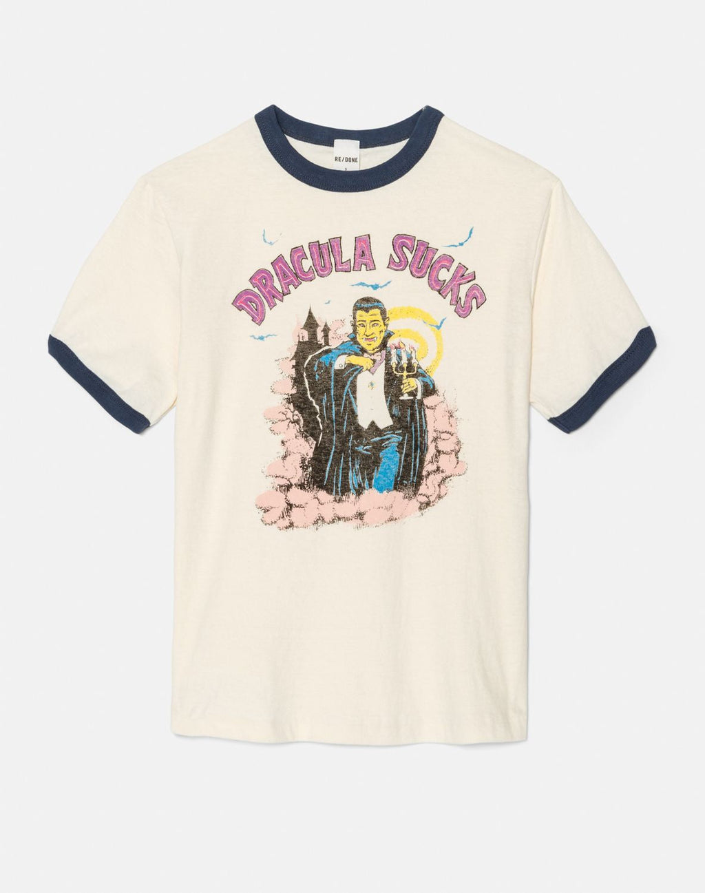 T-Shirt Ringer Dracula Sucks - Vintage Ivory W Midn