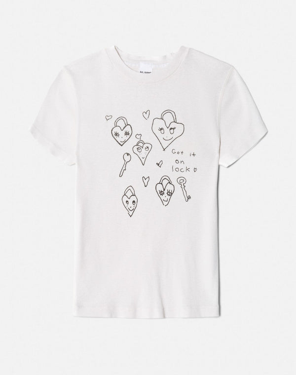 T-Shirt 90S Baby Hearts - Vintage White