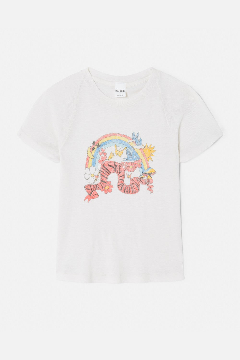 T-Shirt High Neck Slim Raglan In The Sky - Vintage White