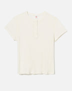 Short 60S Sleeve Henley - Vintage White