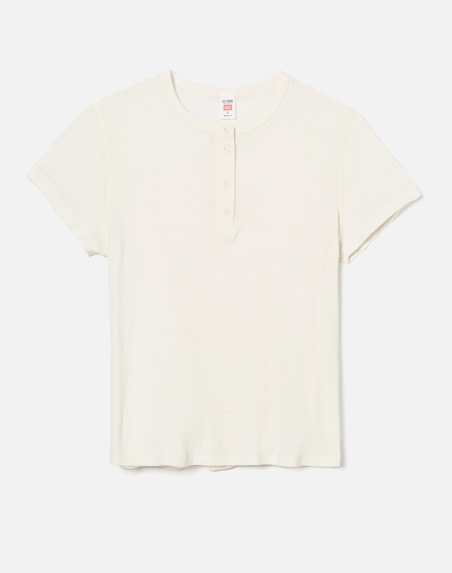 Short 60S Sleeve Henley - Vintage White