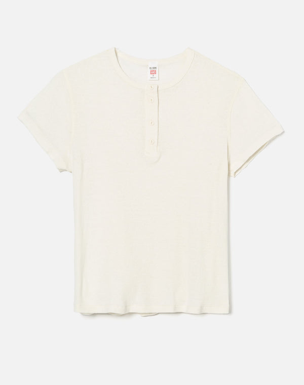 Short 60S Sleeve Henley - Vintage White