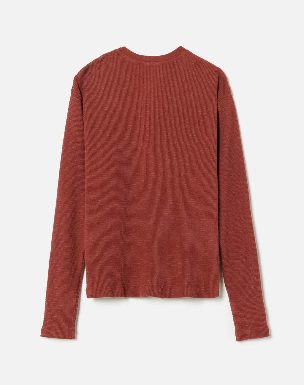 T-Shirt Henley Thermal Long Sleeve - Brick