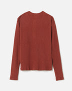T-Shirt Henley Thermal Long Sleeve - Brick