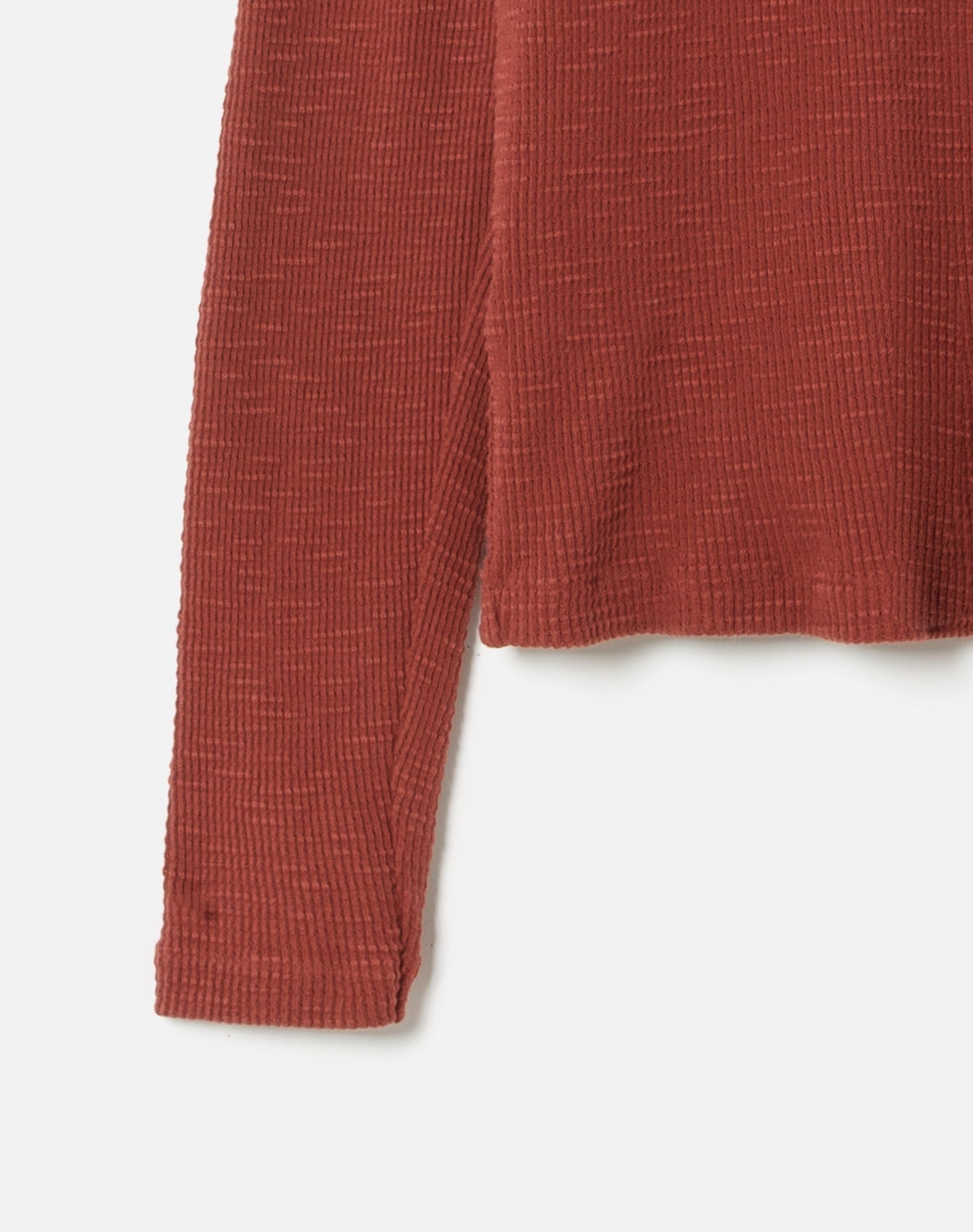 T-Shirt Henley Thermal Long Sleeve - Brick