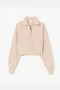 Sweat 90S Crop Half Zip - Heathered Light Almo