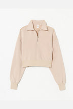 Sweat 90S Crop Half Zip - Heathered Light Almo