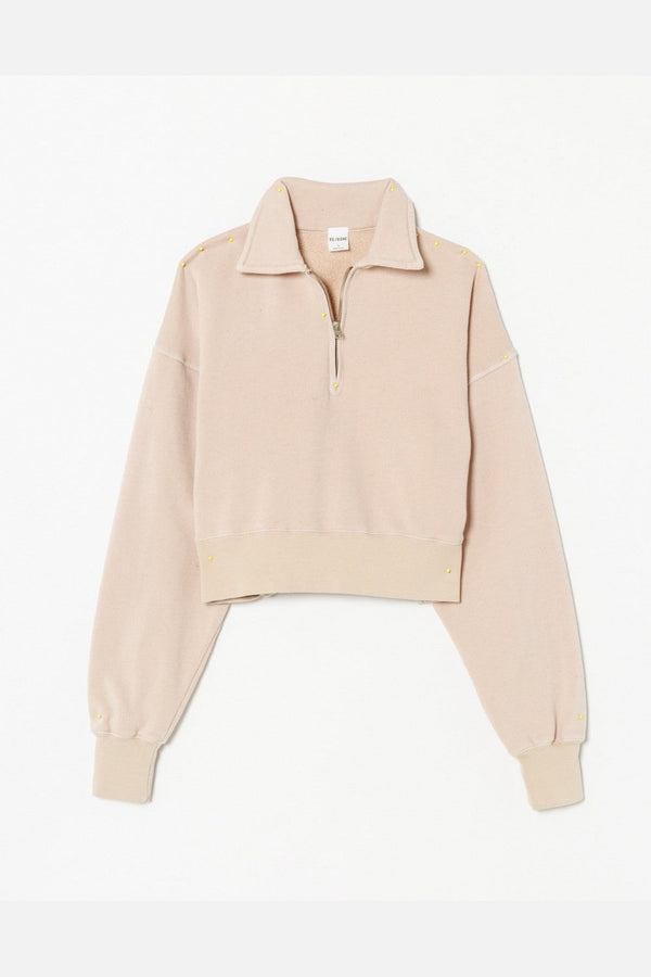 Sweat 90S Crop Half Zip - Heathered Light Almo
