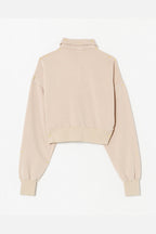 Sweat 90S Crop Half Zip - Heathered Light Almo