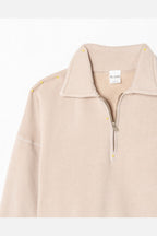 Sweat 90S Crop Half Zip - Heathered Light Almo