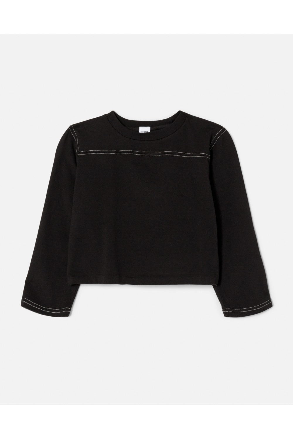 T-Shirt Cropped Varsity - Black With Cream Sti