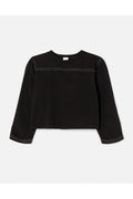 T-Shirt Cropped Varsity - Black With Cream Sti