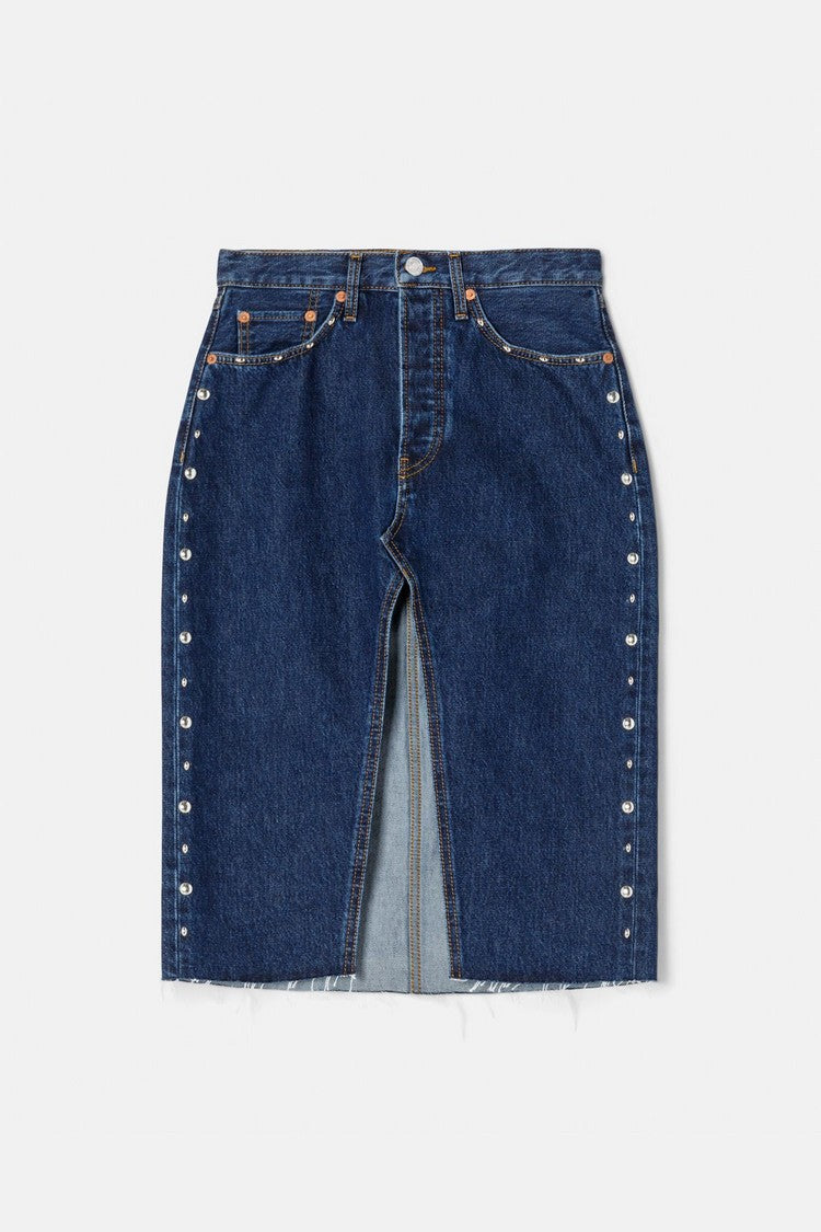 Jupe Midi Denim - Heritage Rinse Stud