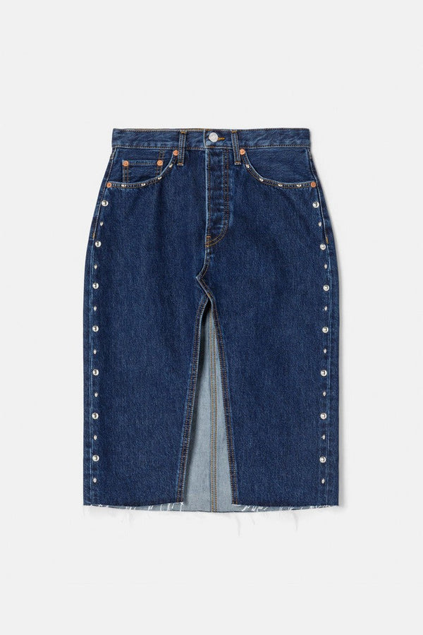Jupe Midi Denim - Heritage Rinse Stud