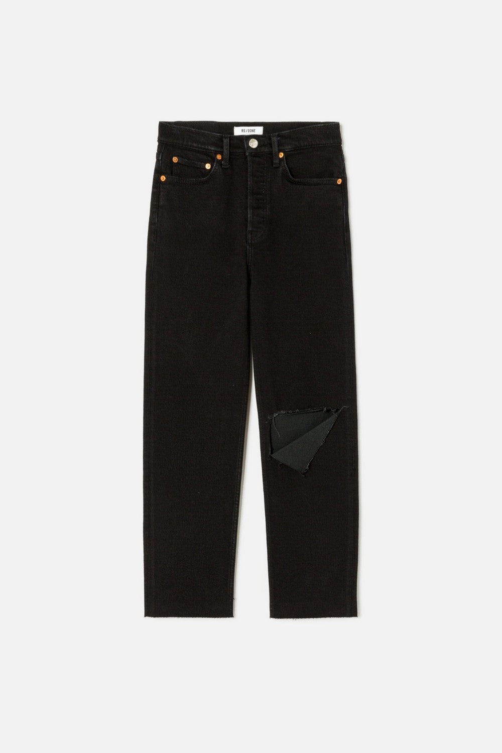 Jean 70S Stove Pipe - Noir With Rip