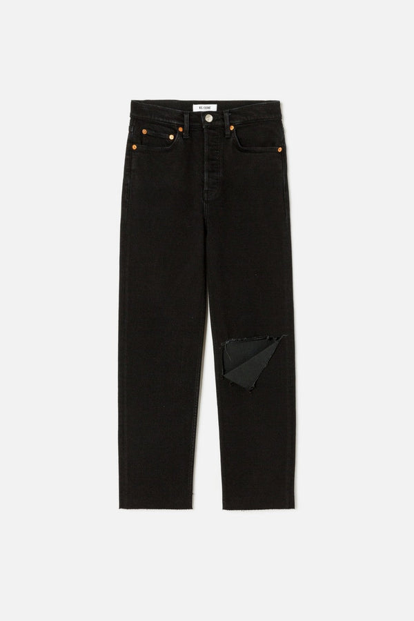 Jean 70S Stove Pipe - Noir With Rip