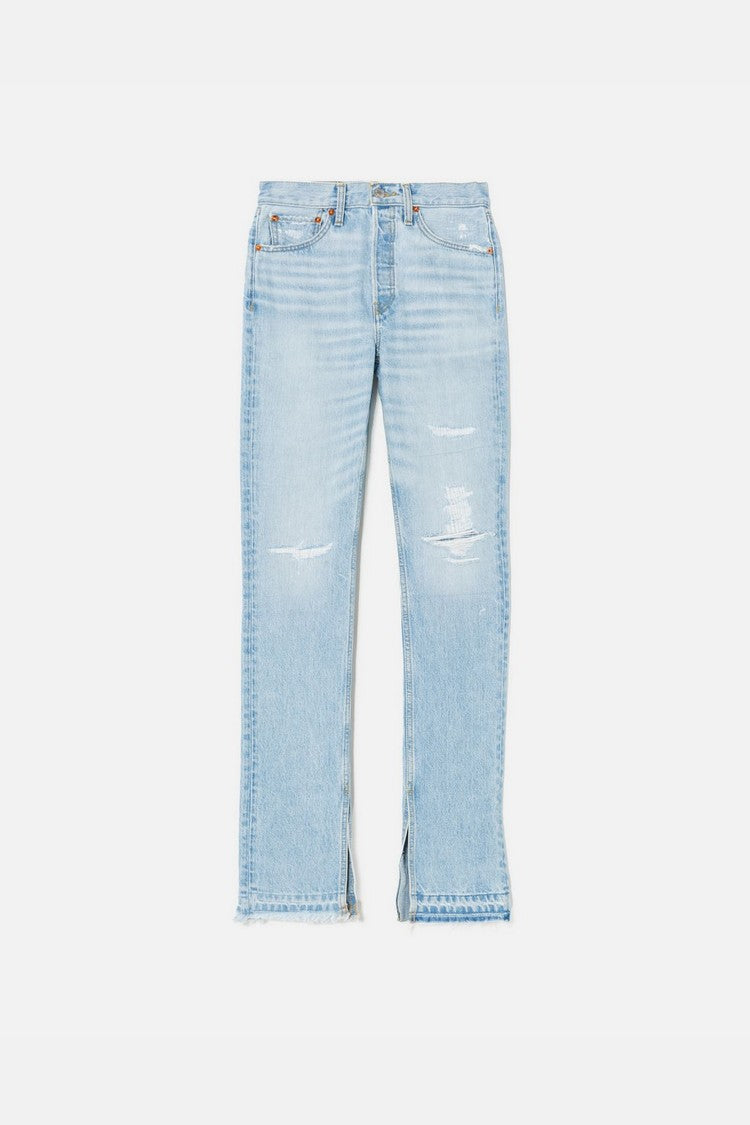 Jean 70S High Rise Skinny Boot - Mended Aquamarine