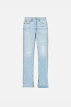 Jean 70S High Rise Skinny Boot - Mended Aquamarine