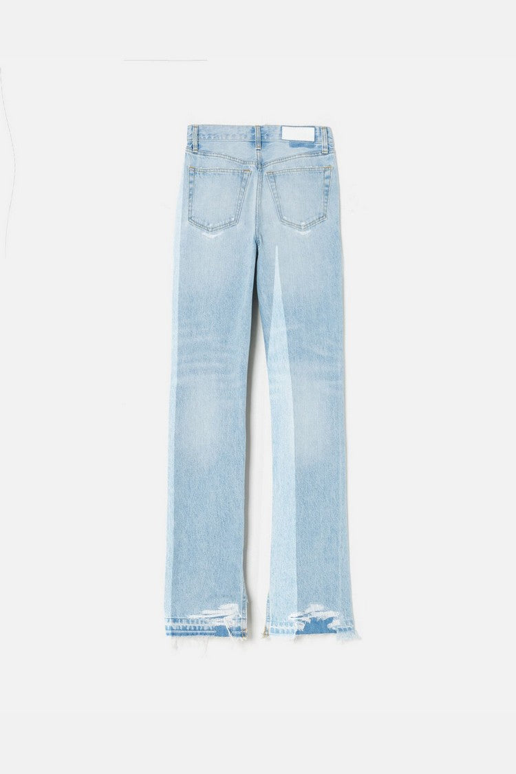 Jean 70S High Rise Skinny Boot - Mended Aquamarine