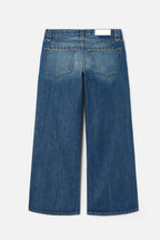 Jean Whipstitch Mid Rise Wide Leg Crop - Barnyard