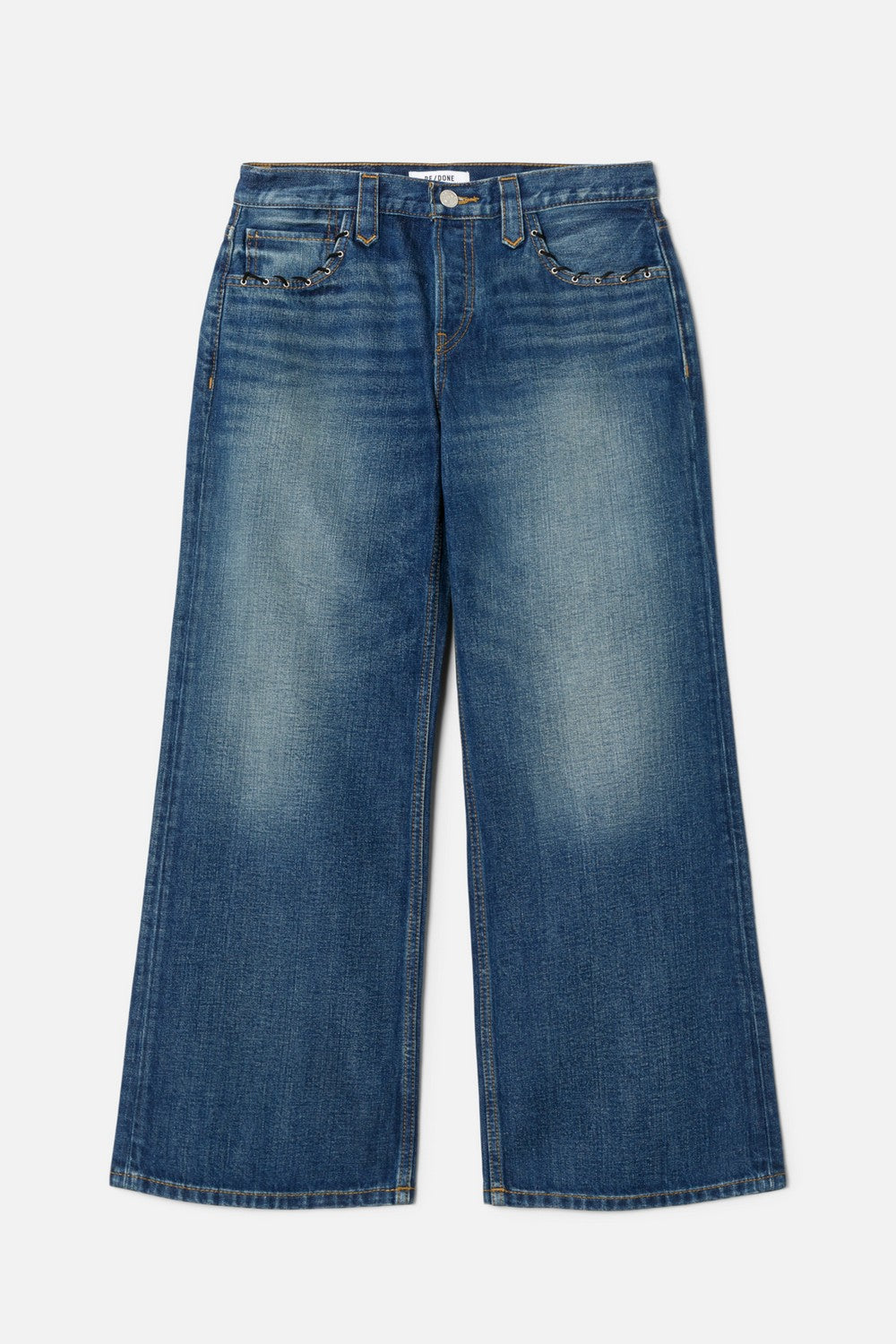 Jean Whipstitch Mid Rise Wide Leg Crop - Barnyard