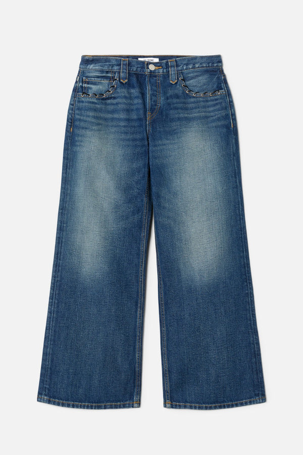 Jean Whipstitch Mid Rise Wide Leg Crop - Barnyard