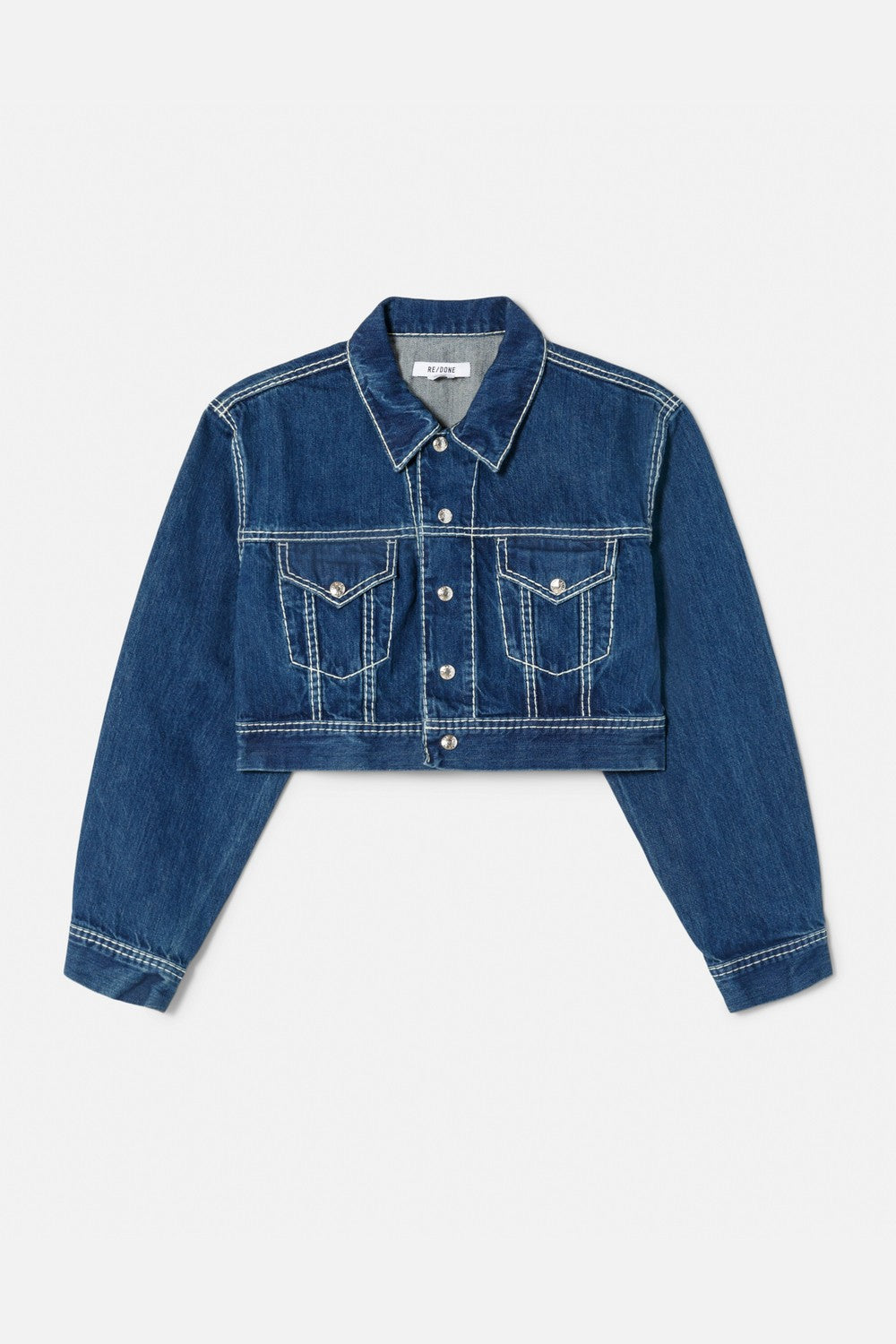 Veste Cropped Denim - Chunky Stitch Indigo