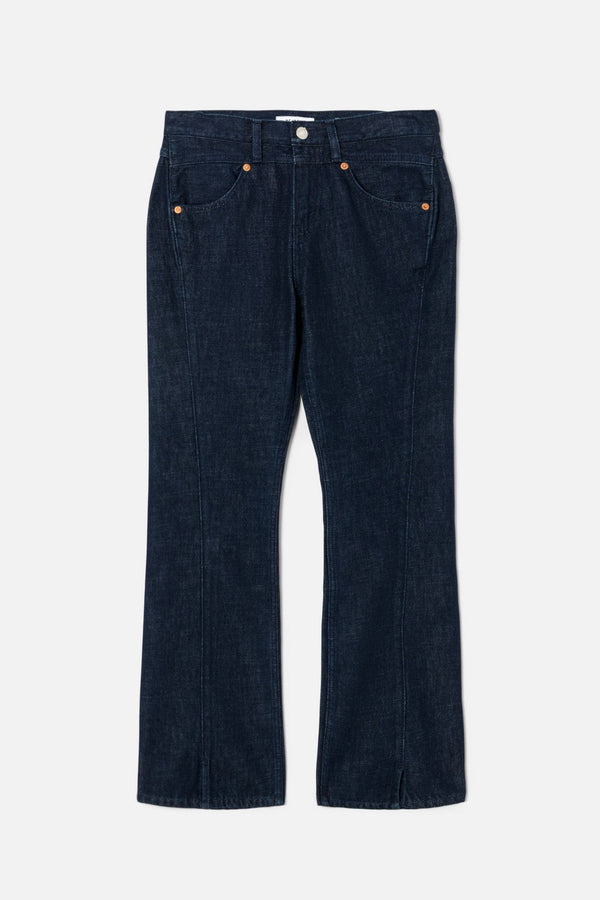 Jean Mid Rise Kick Flare - Cross Hatch Rinse