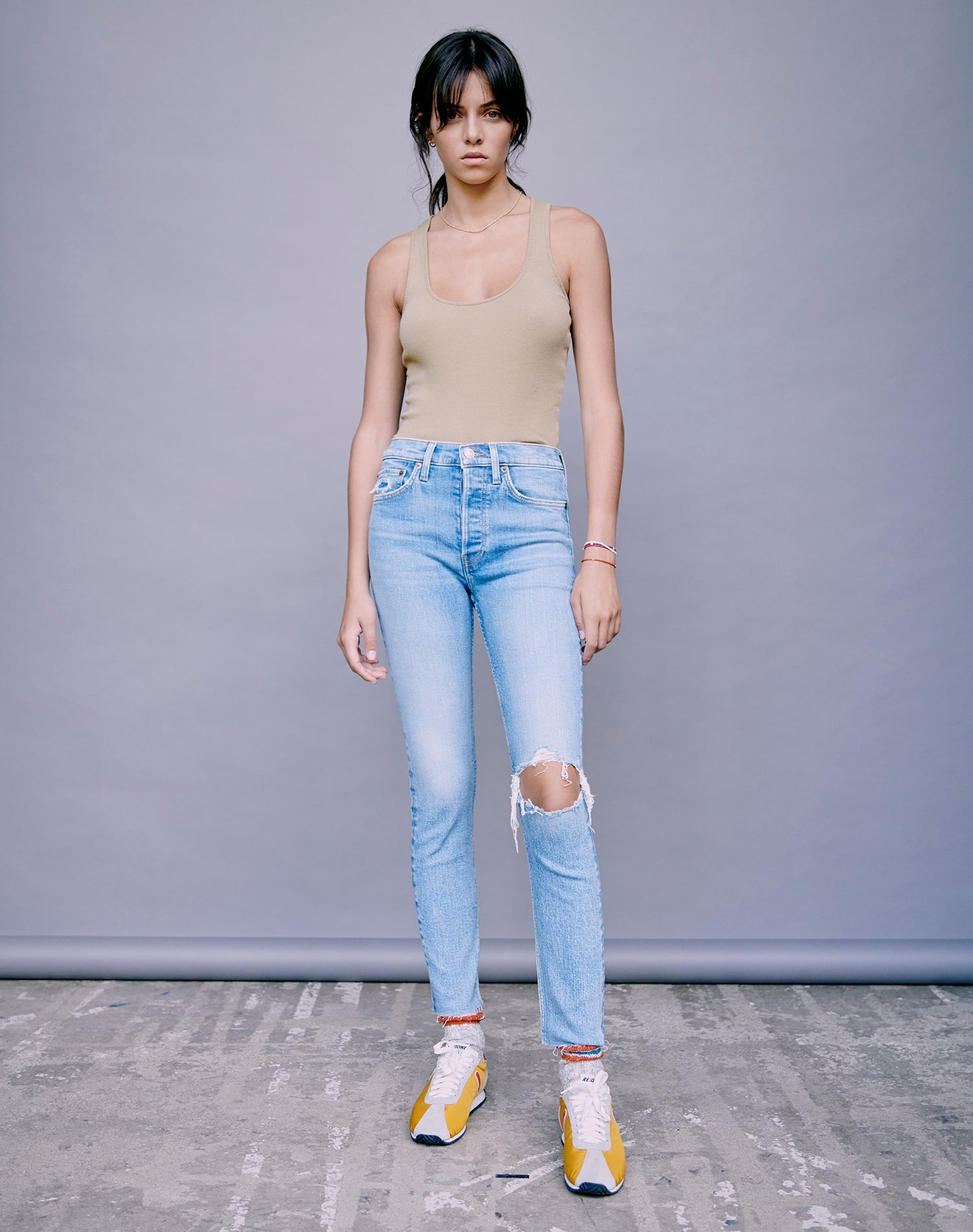 Jean 90S High Rise Ankle Crop - Worn Bright Blue