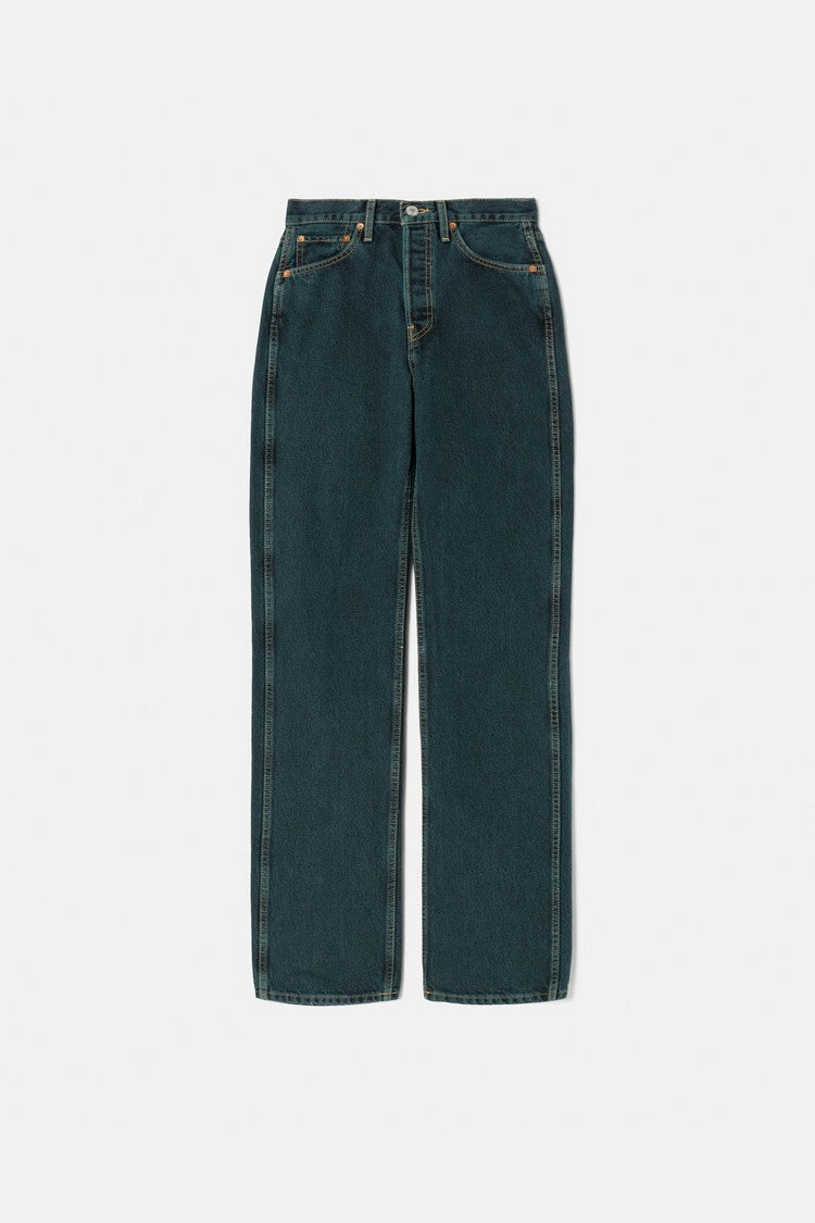 Jean 90S High Rise Loose - Evergreen Dipped