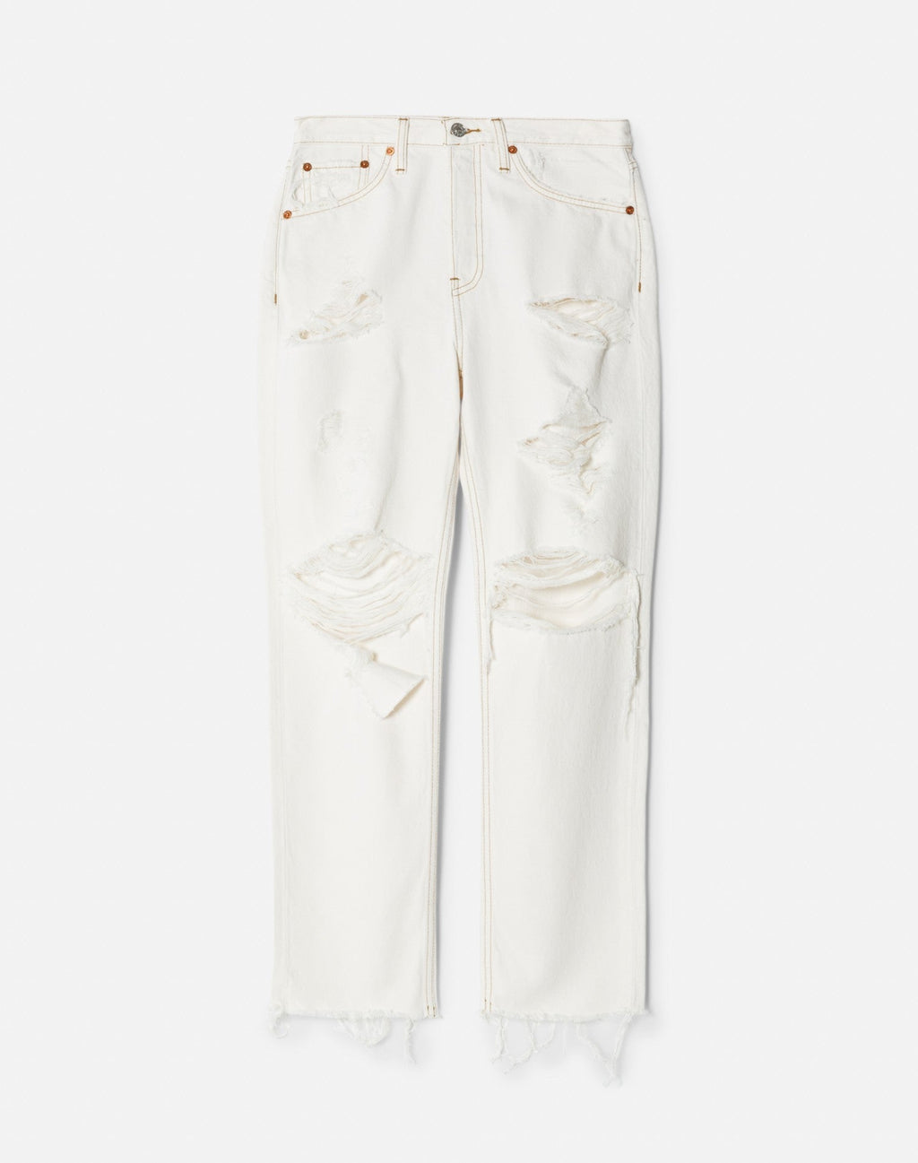 Jean 70S Stove Pipe - Ripped Vintage White