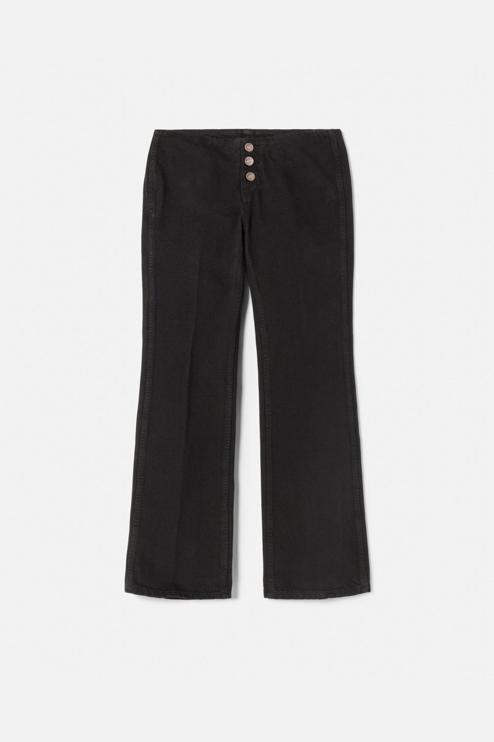 Jean Button Front Crop Boot - Black