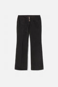 Jean Button Front Crop Boot - Black