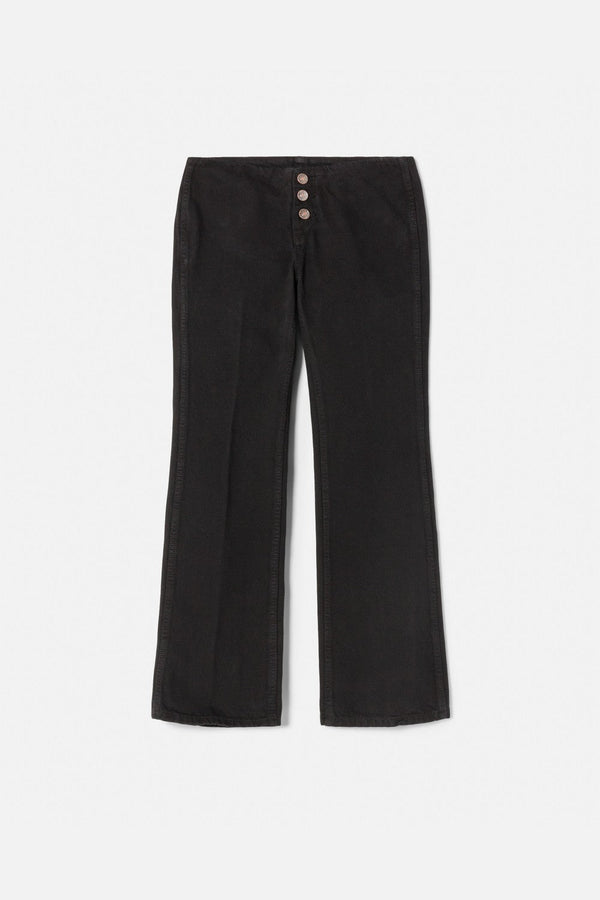 Jean Button Front Crop Boot - Black