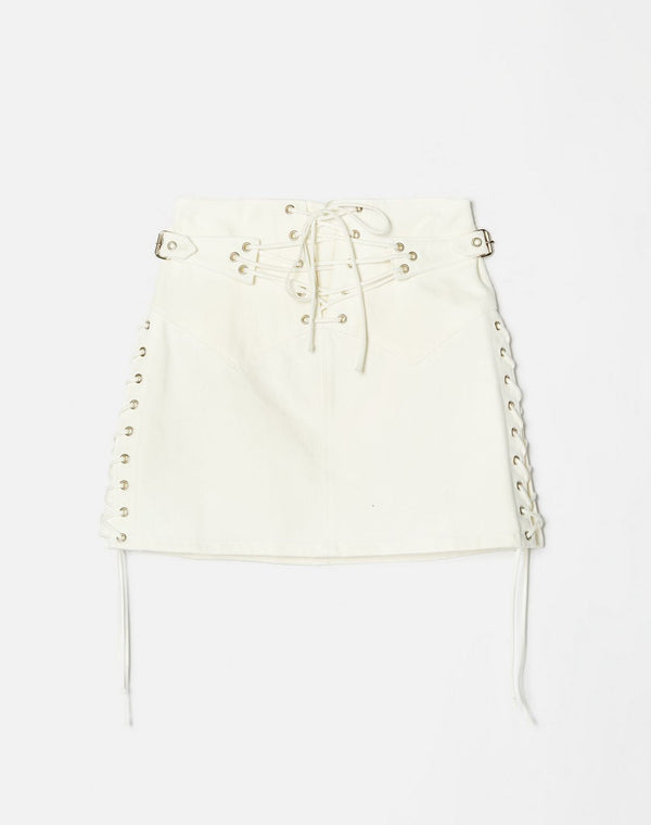 Jupe 70S Lace Up - Vintage White