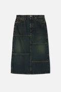Jupe Mid Rise Seamed - Lagoon