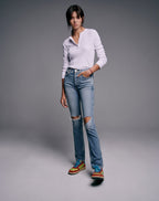 Jean 80S Slim Straight - Brisk Blue With Rips